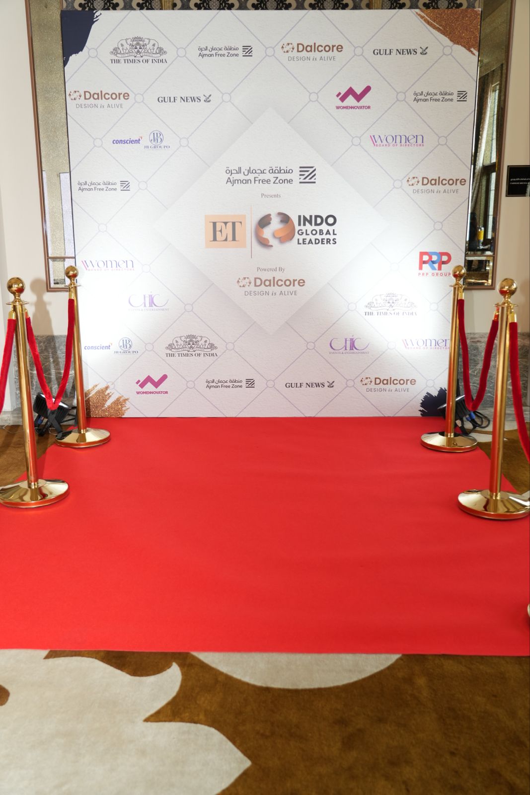 Red carpet and event backdrop at ET Indo Global Leaders 2026 in Dubai