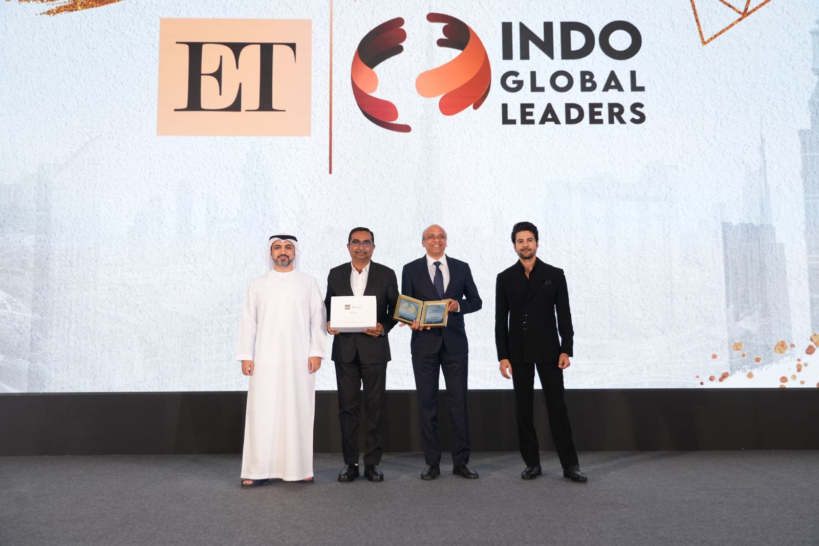 Award presentation on stage at ET Indo Global Leaders 2026